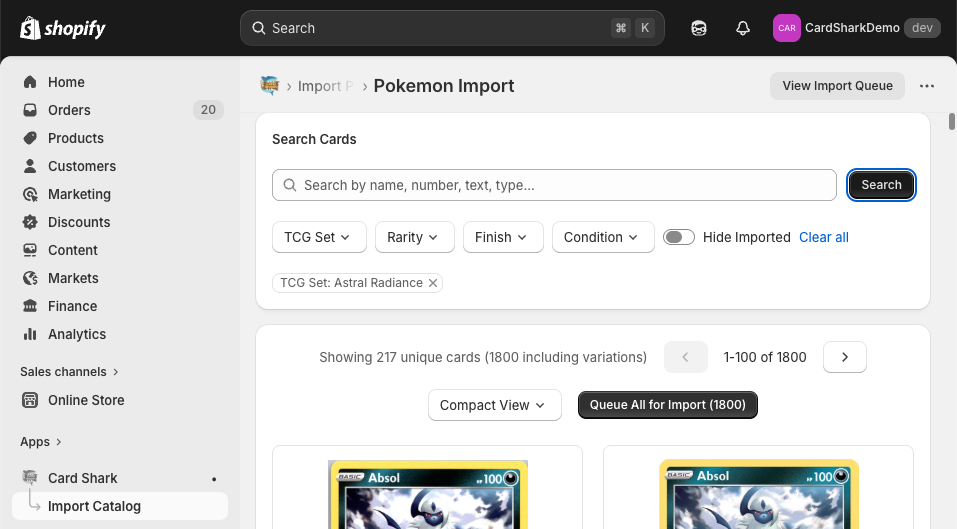 Shopify integration screenshot